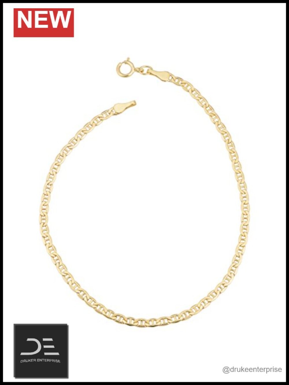 10k Yellow Gold Mariner Link Bracelet Women Chain Spring Ring